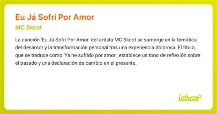 Understanding the Meaning Behind "Eu J&aacute; Sofri Por Amor English Lyrics"