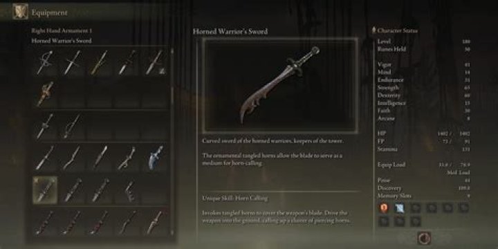 Unveil the Elden Ring: Horned Warrior's Sword, a Legendary Weapon